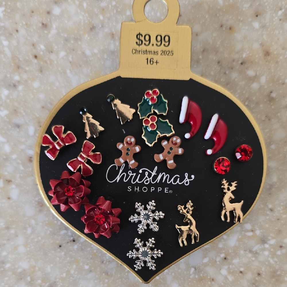Christmas Shoppe Holiday Earrings Set Xmas 2025 Nwt
